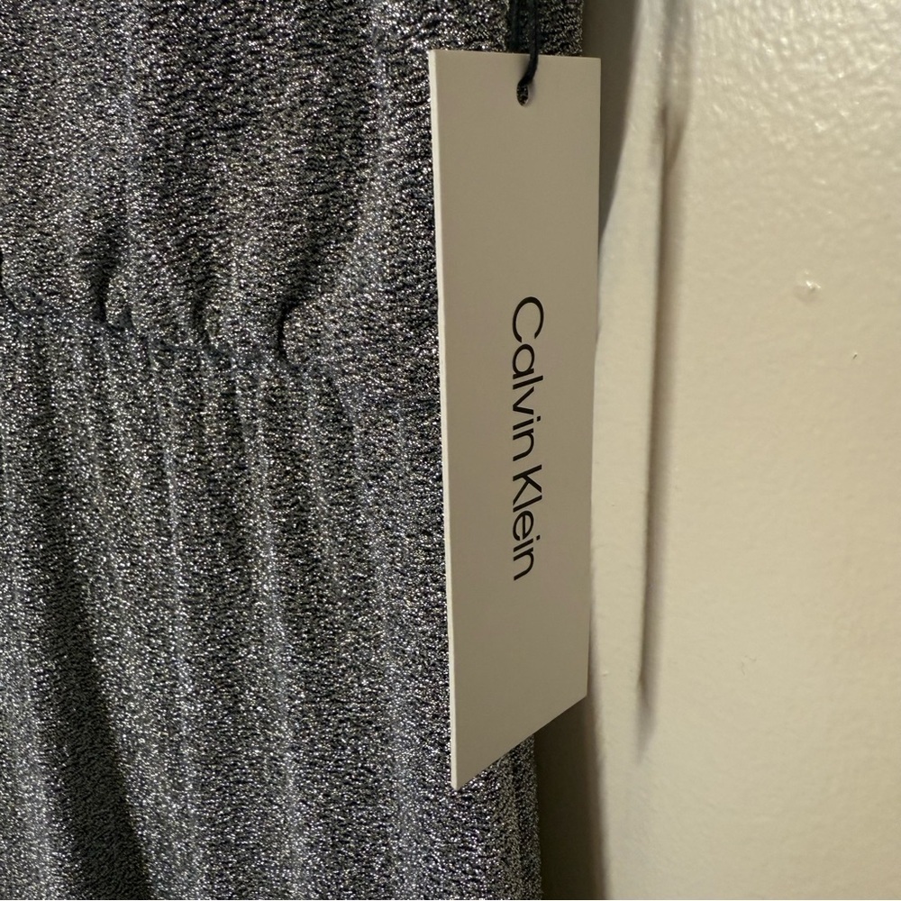 Calvin Klein Silver Shimmer Maxi Evening Dress - Picture 6 of 11